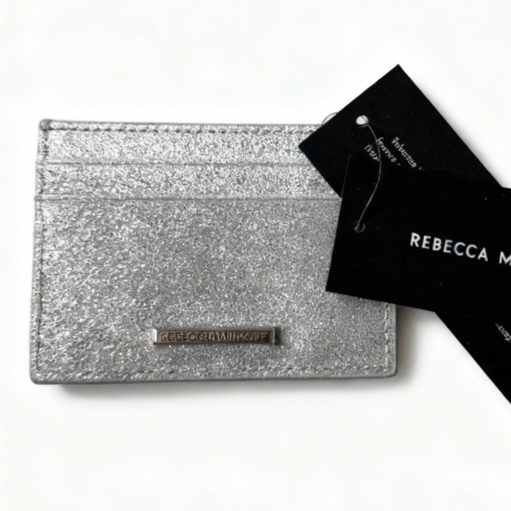 Rebecca Minkoff Silver Glitter Card Holder
